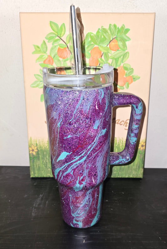40 oz glitter hydro dipped tumbler