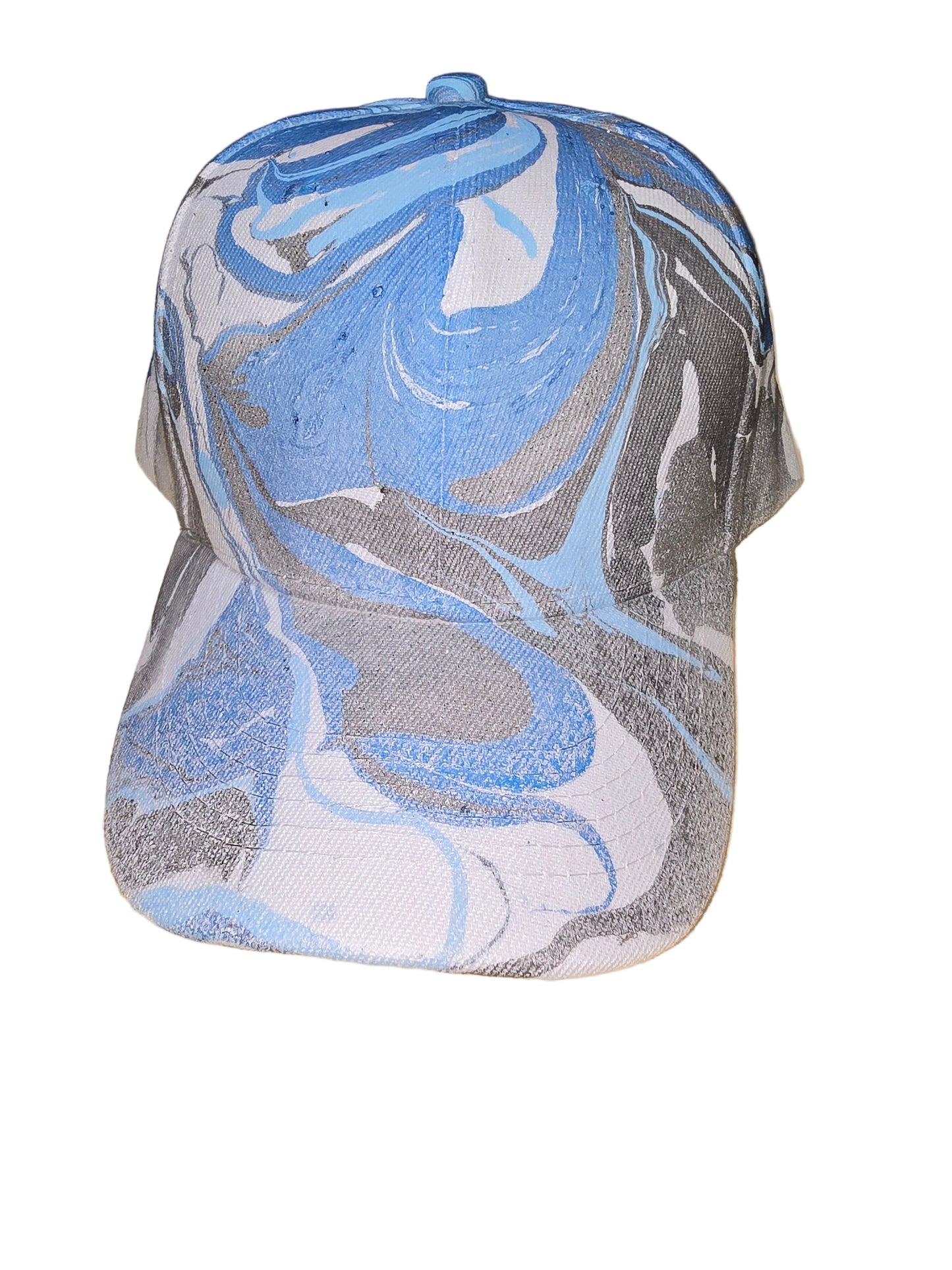 Blue & silver hydro dipped hat