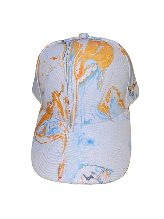 Blue & orange hydro dipped hat