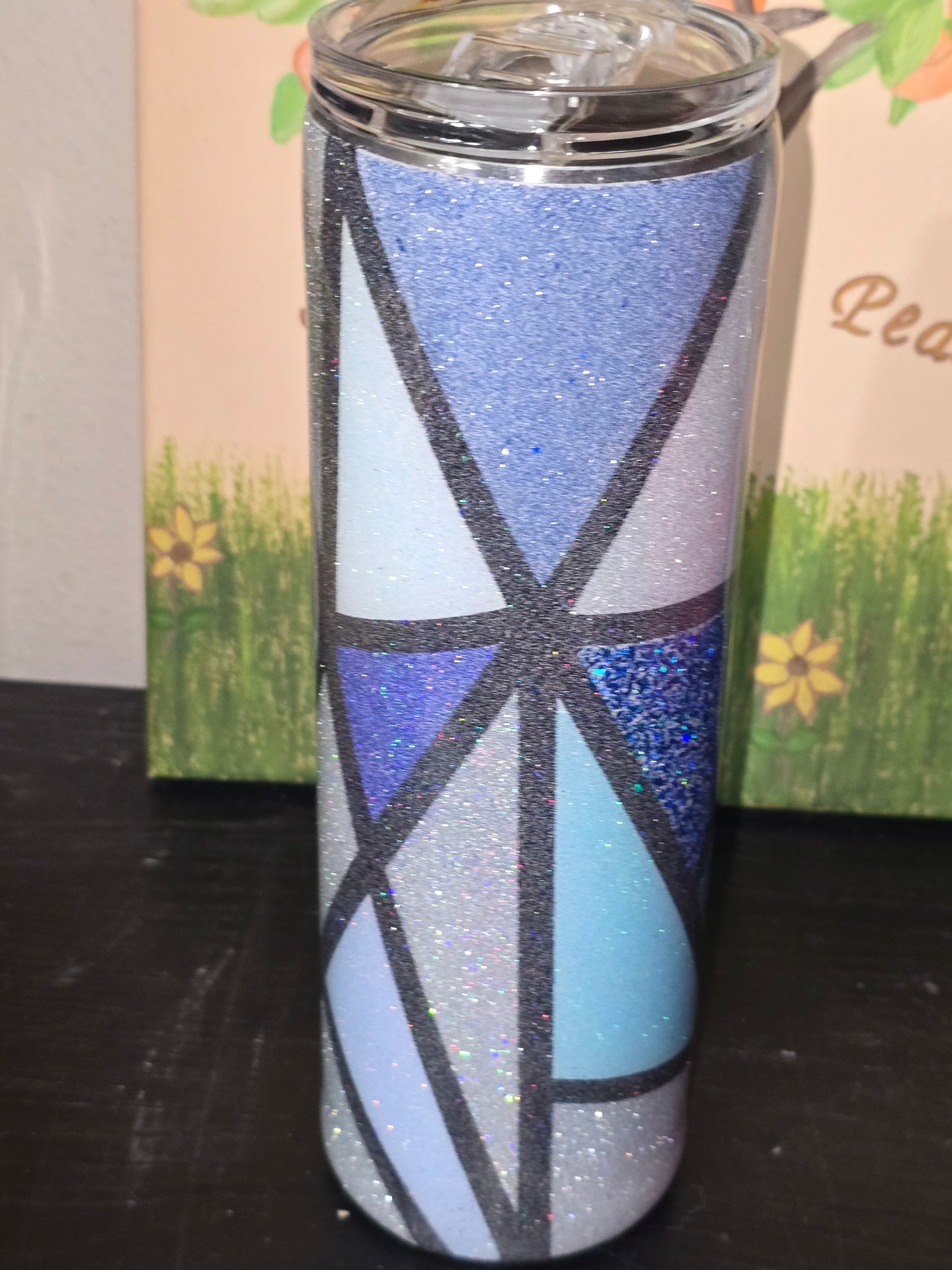 30 oz glittered shattered glass