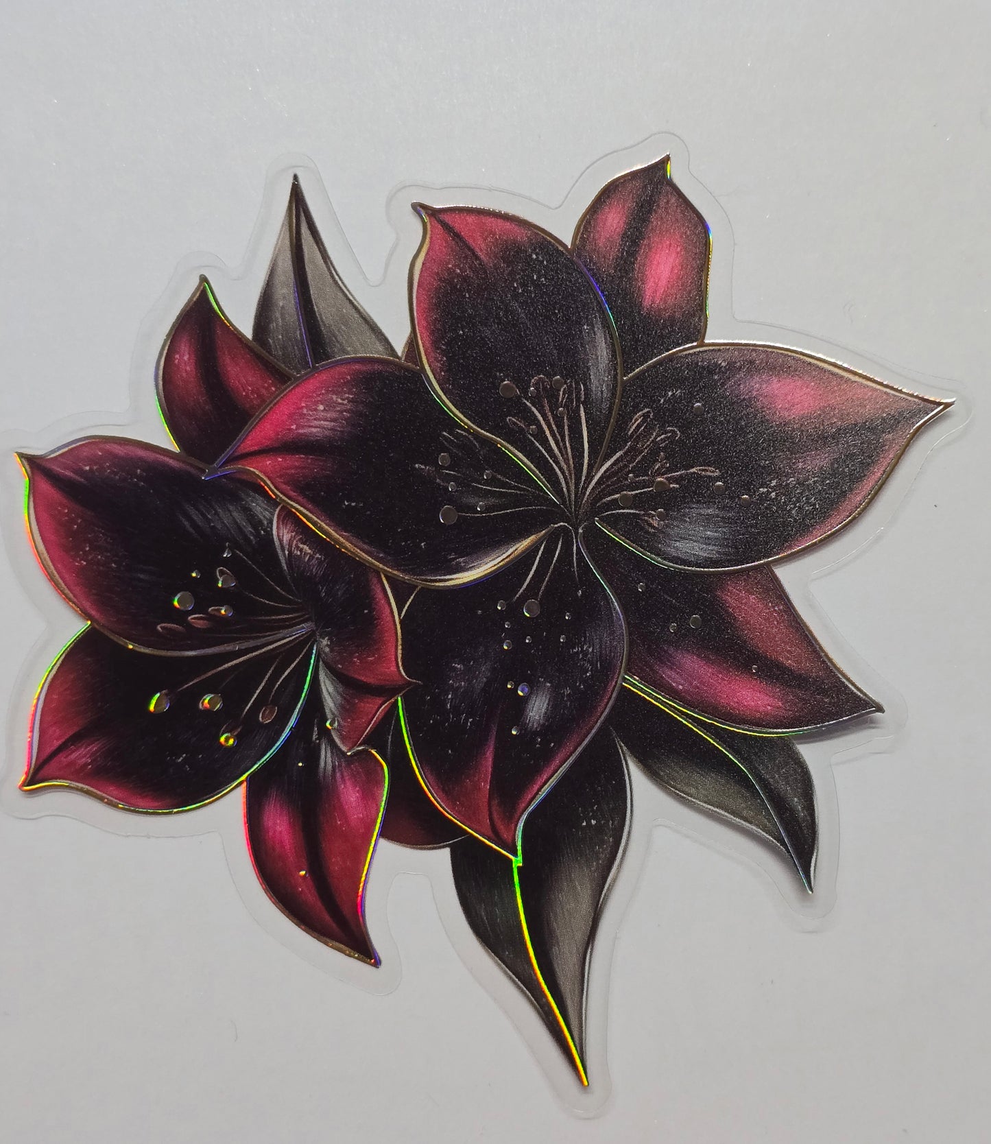 M30 Dark fuschia floral PET decals