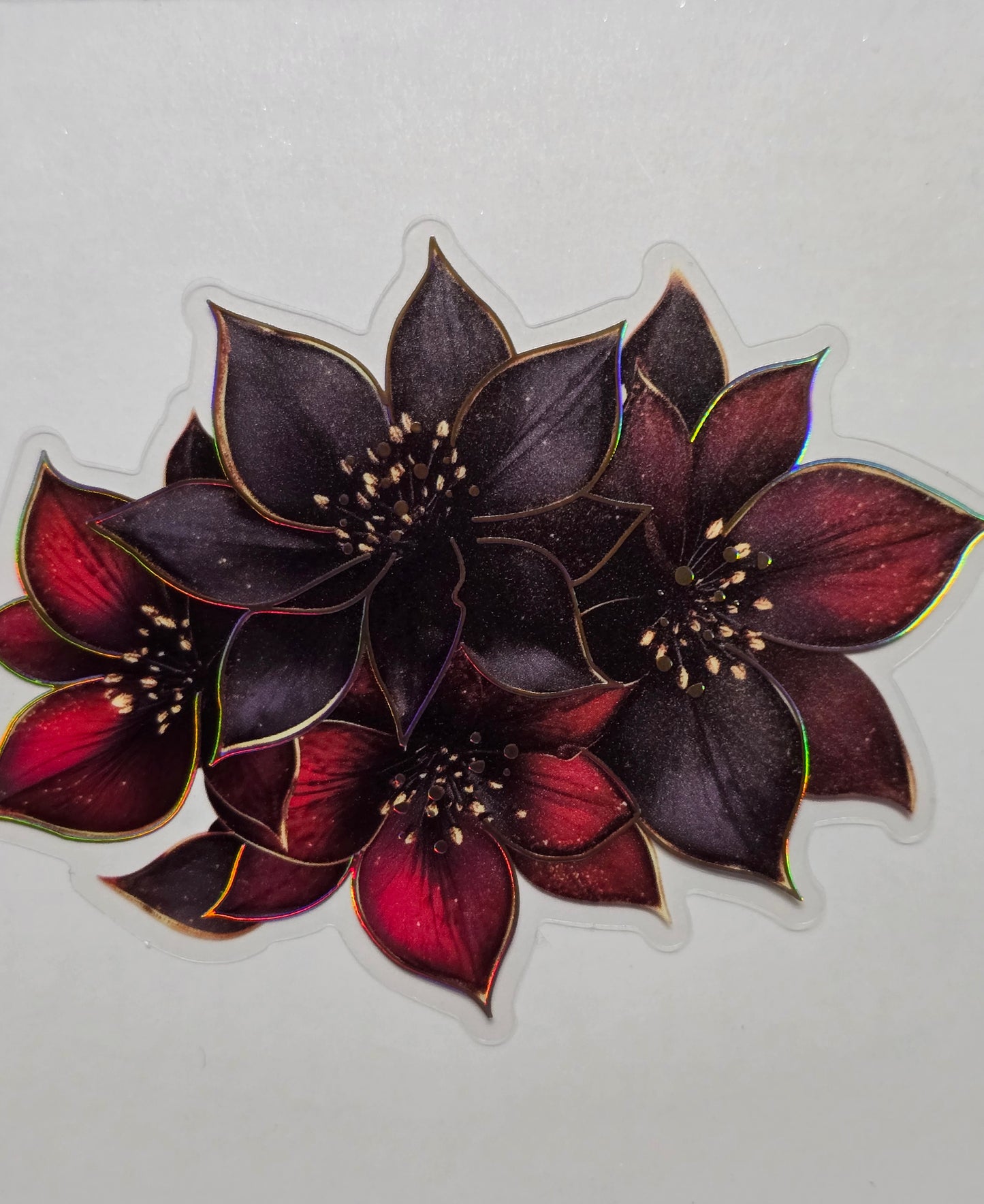 M30 Dark fuschia floral PET decals