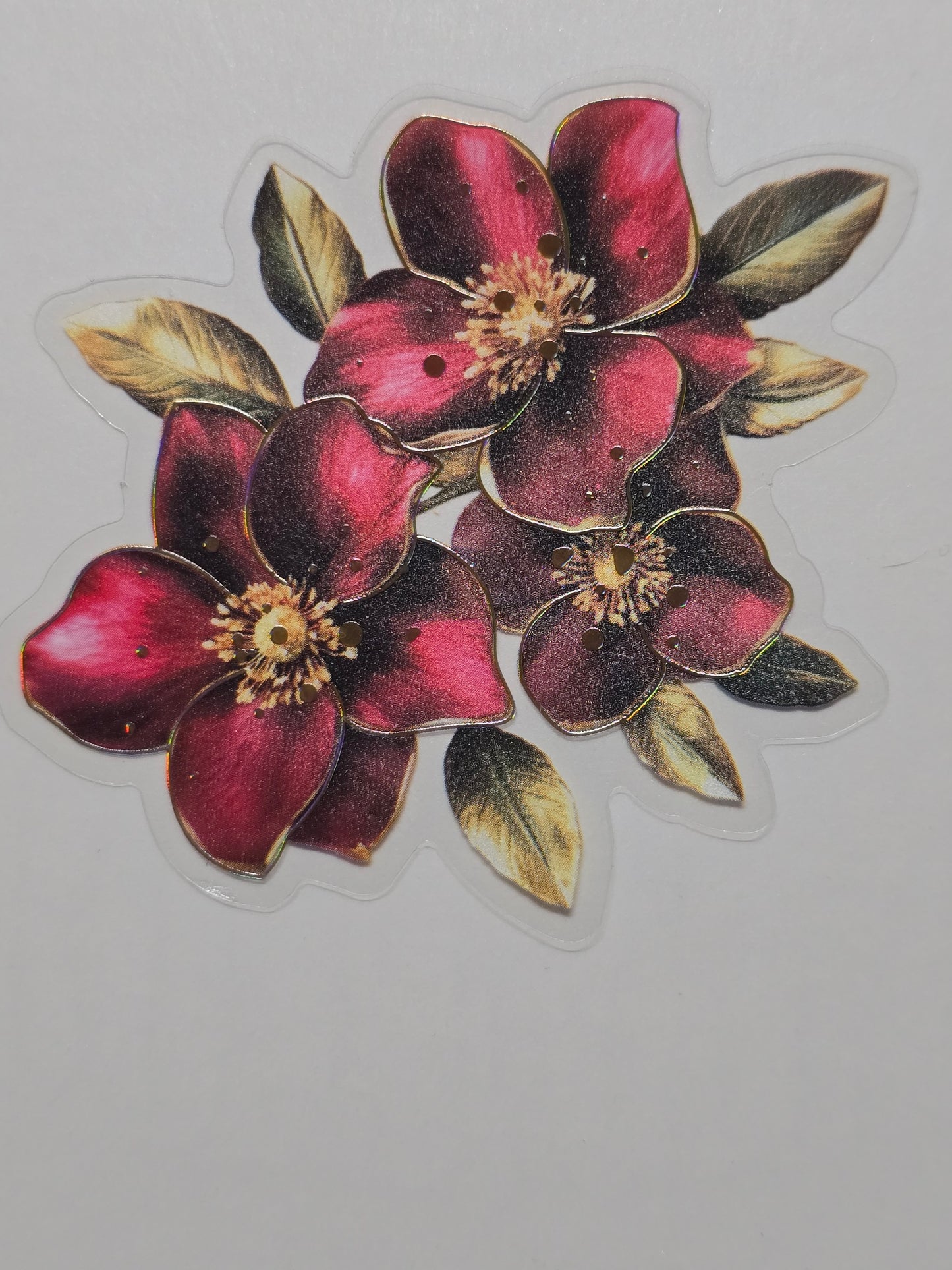 M30 Red floral PET decals