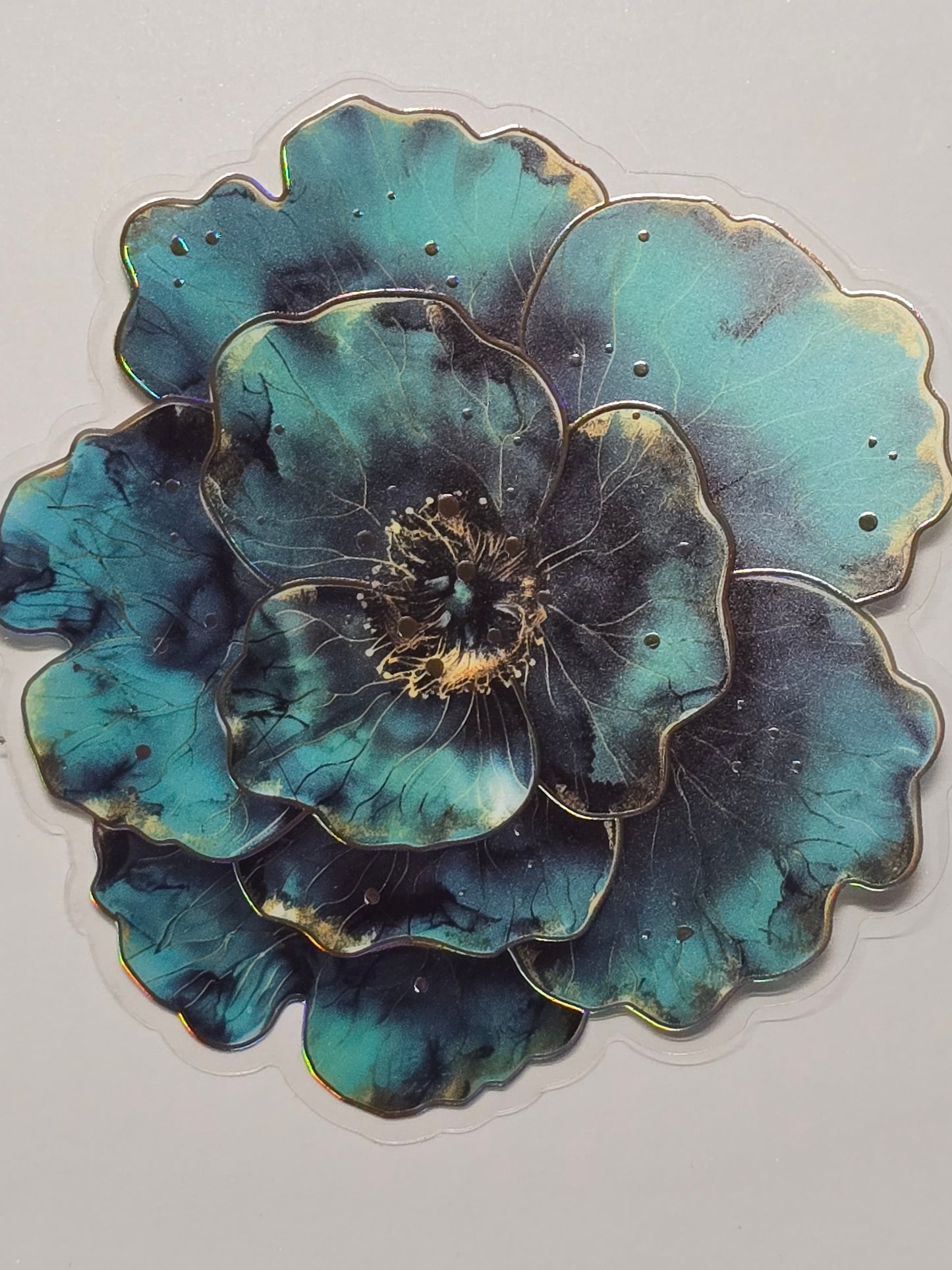 M30 teal floral PET decals