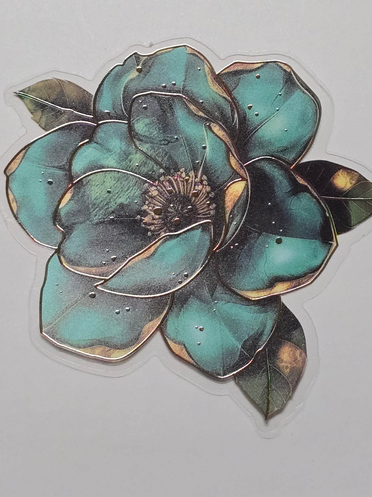 M30 teal floral PET decals