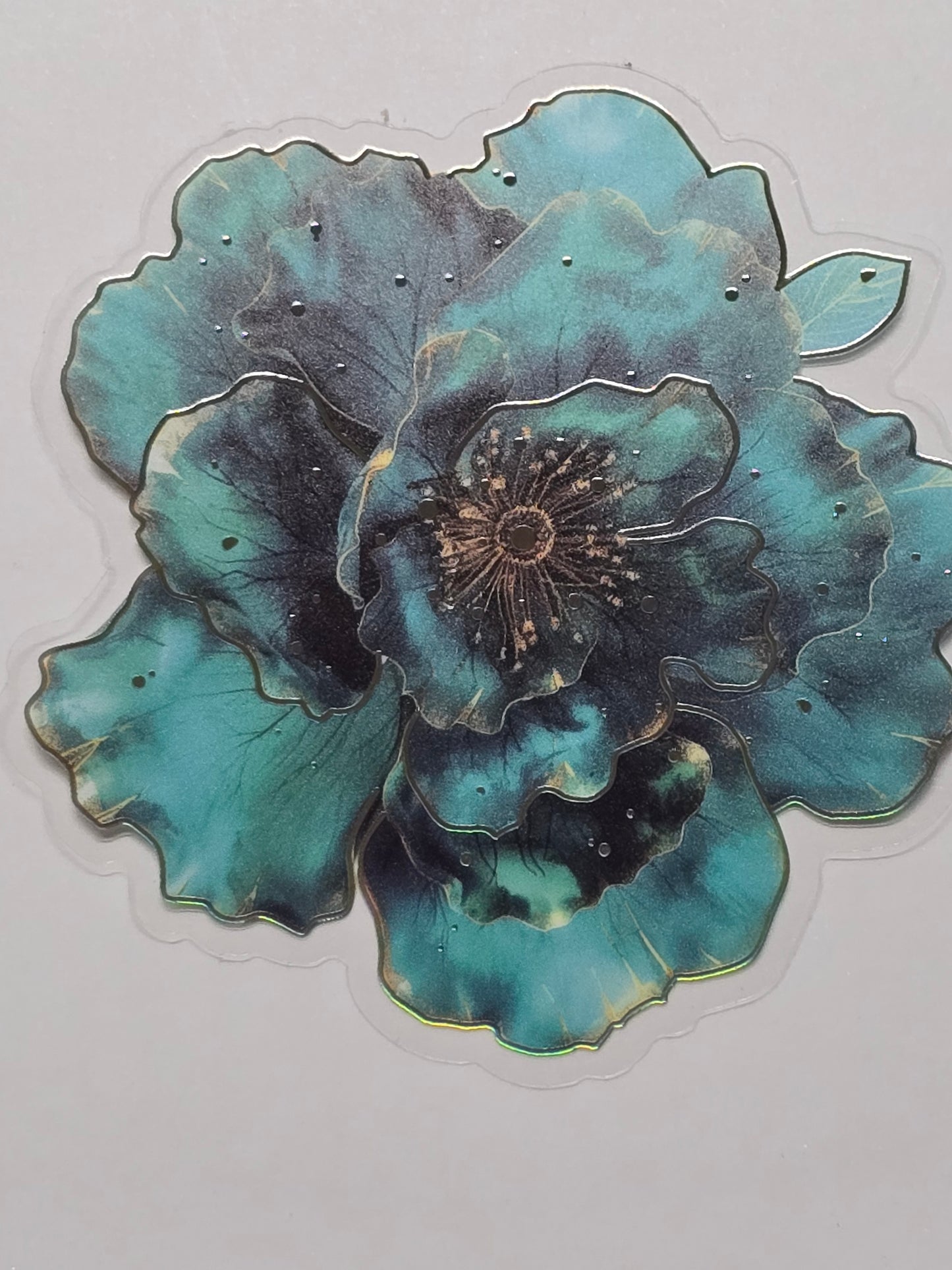 M30 teal floral PET decals