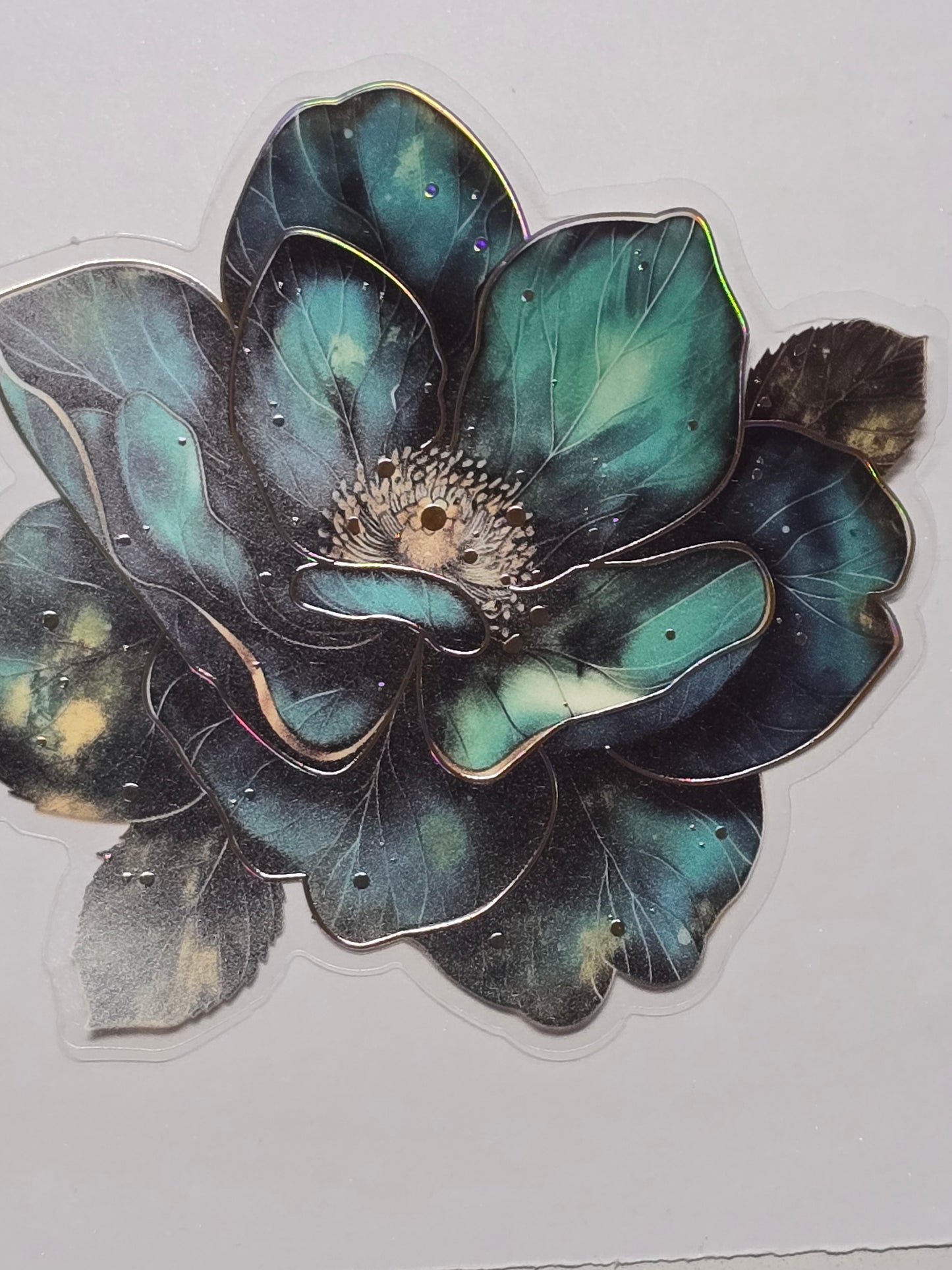 M30 teal floral PET decals
