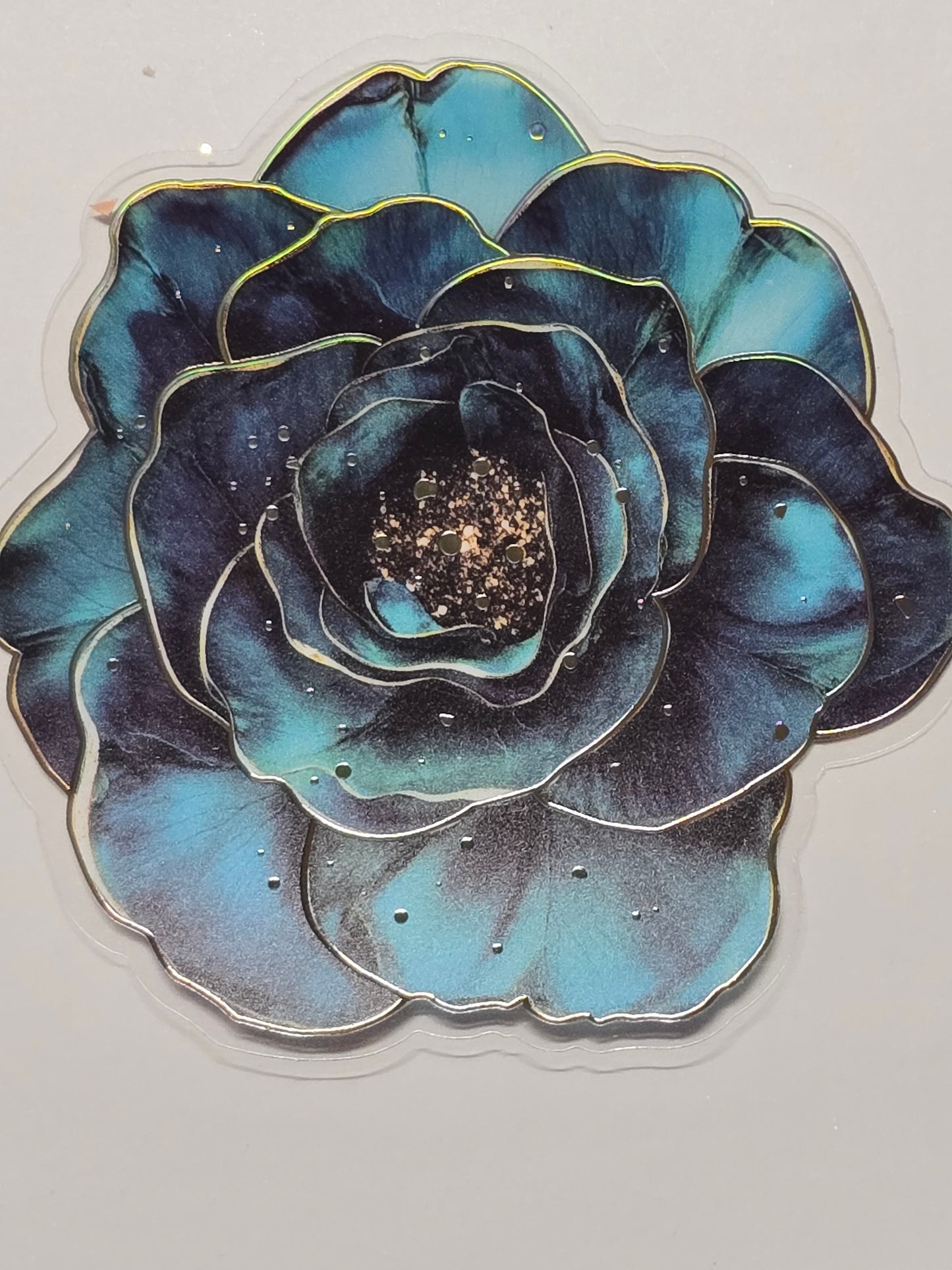 M30 teal floral PET decals