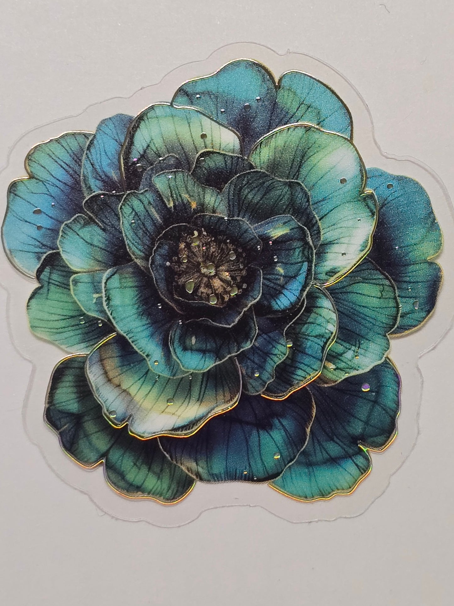 M30 teal floral PET decals