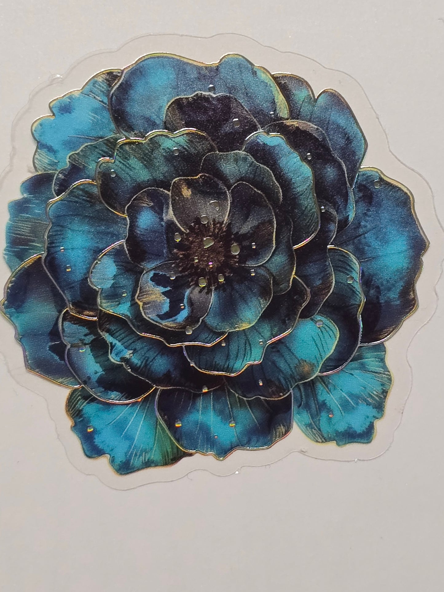 M30 teal floral PET decals