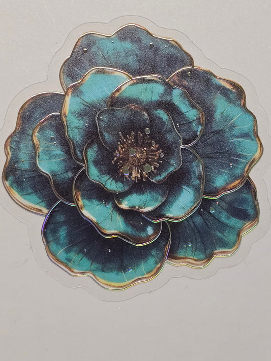 M30 teal floral PET decals