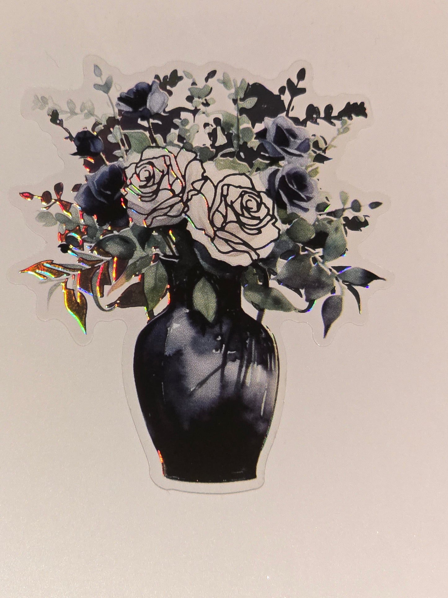 M31 black floral holo PET decals
