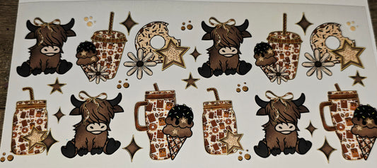 Fluffy cow and drinks uvdtf wrap
