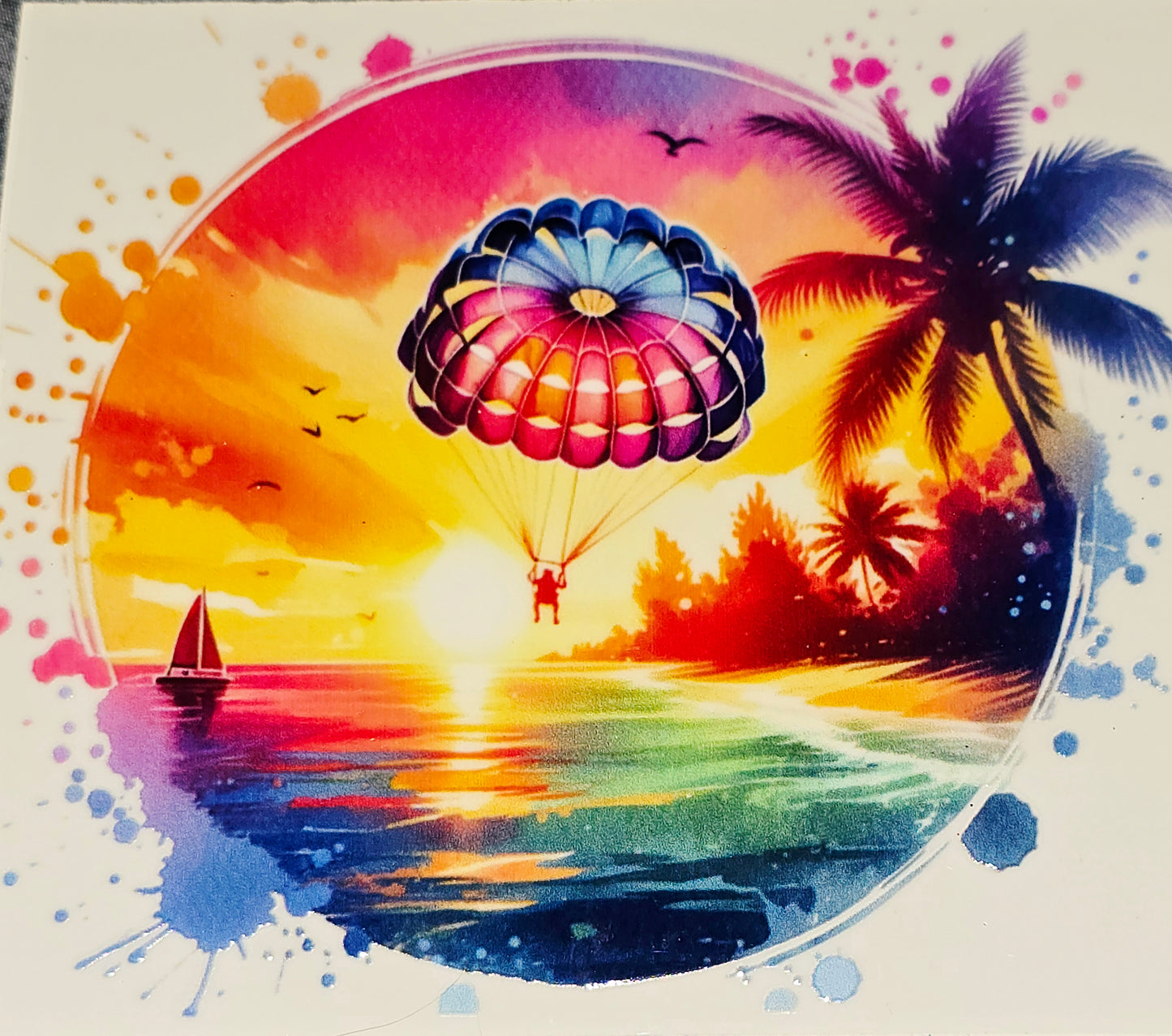 XL6 Sunset beach xl clear UV DTF