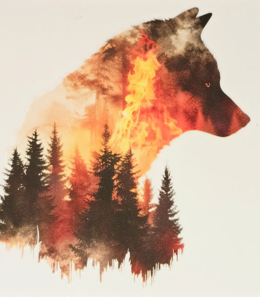 XL2 watercolor forest wolves UVDTF decals