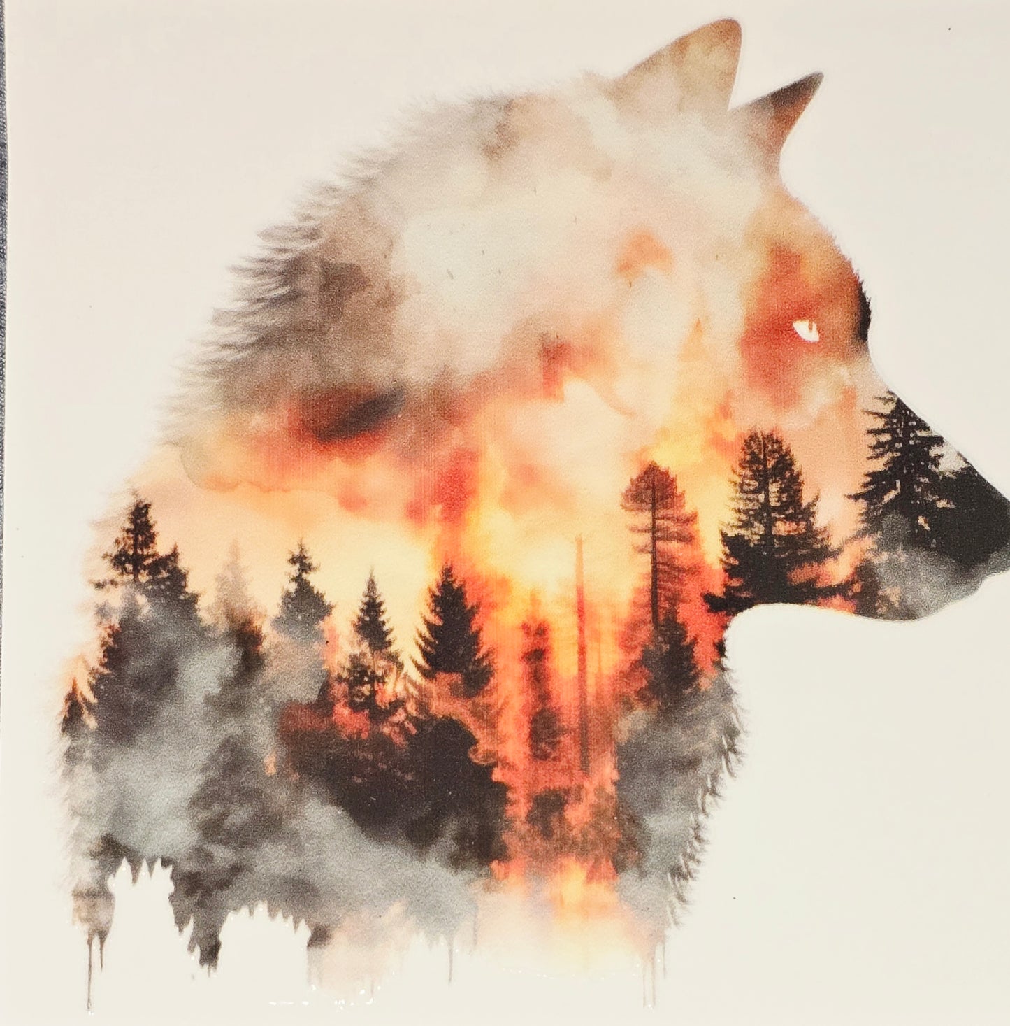 XL2 watercolor forest wolves UVDTF decals