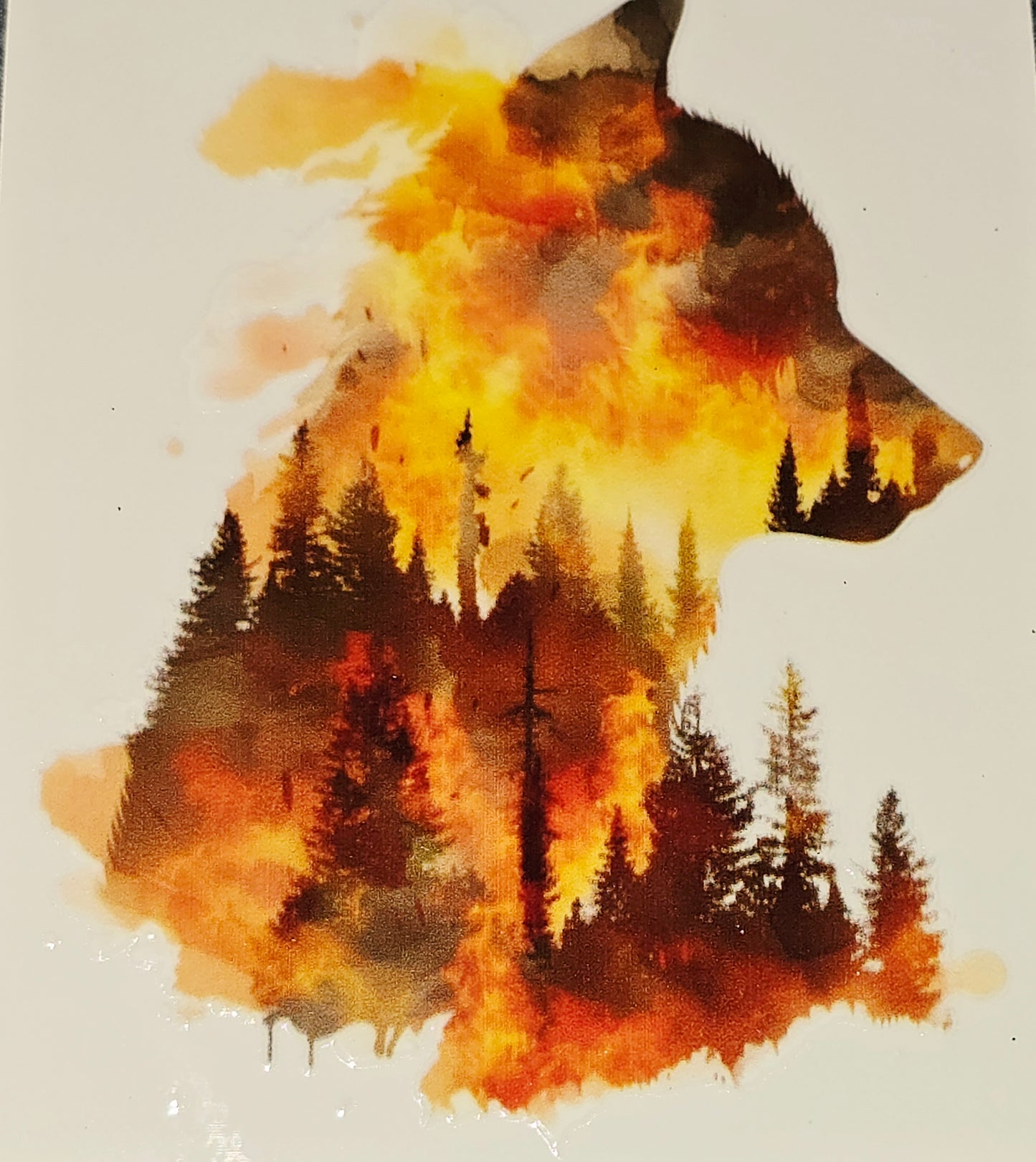 XL2 watercolor forest wolves UVDTF decals