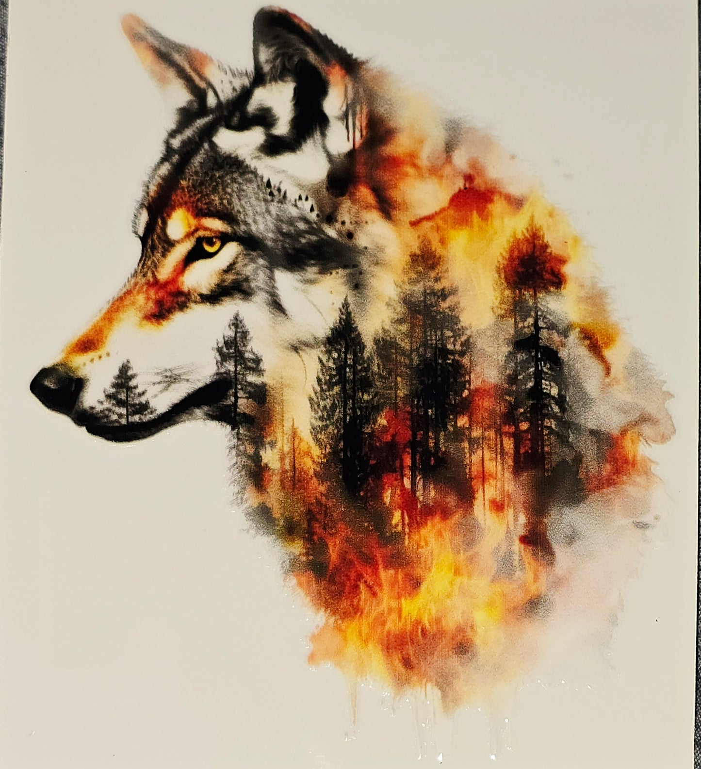 XL2 watercolor forest wolves UVDTF decals