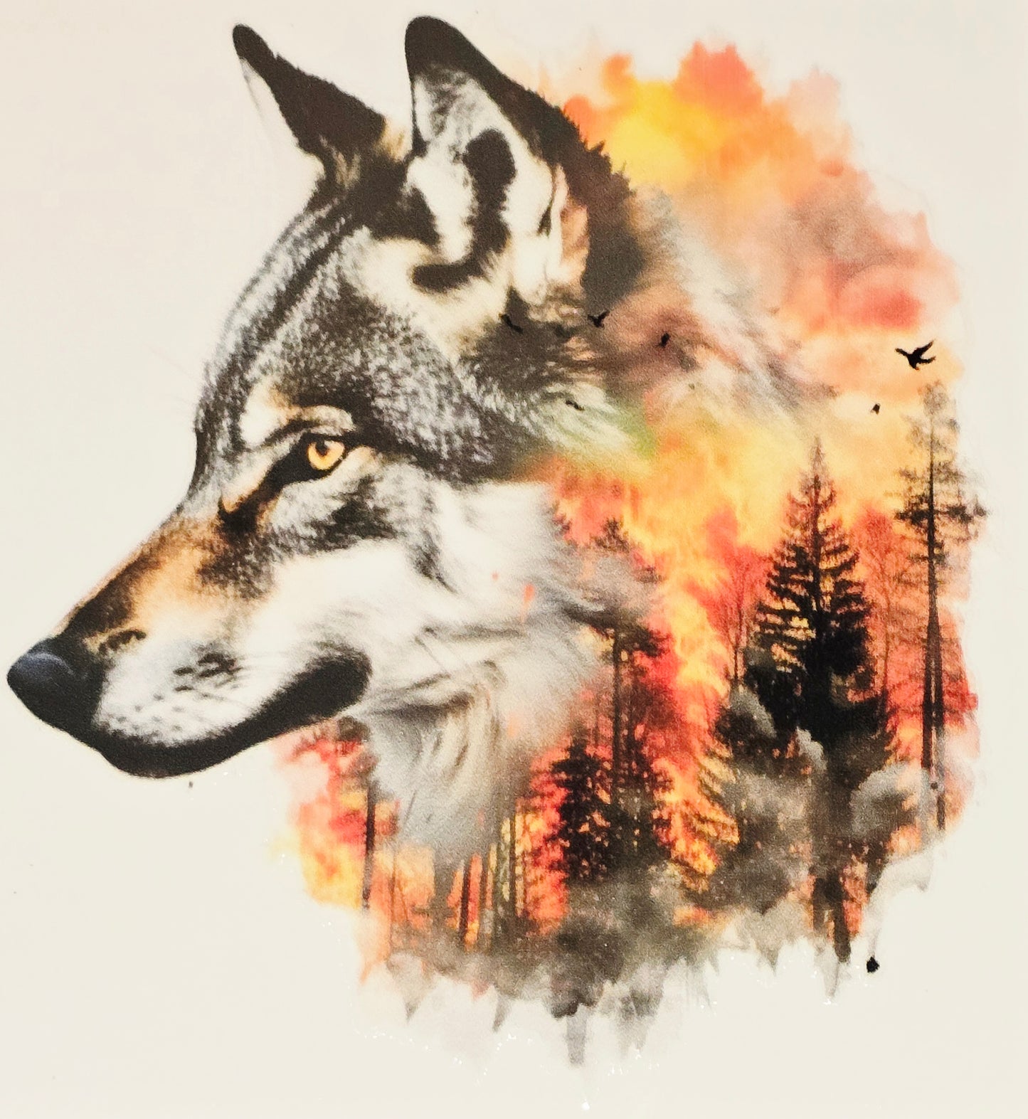 XL2 watercolor forest wolves UVDTF decals
