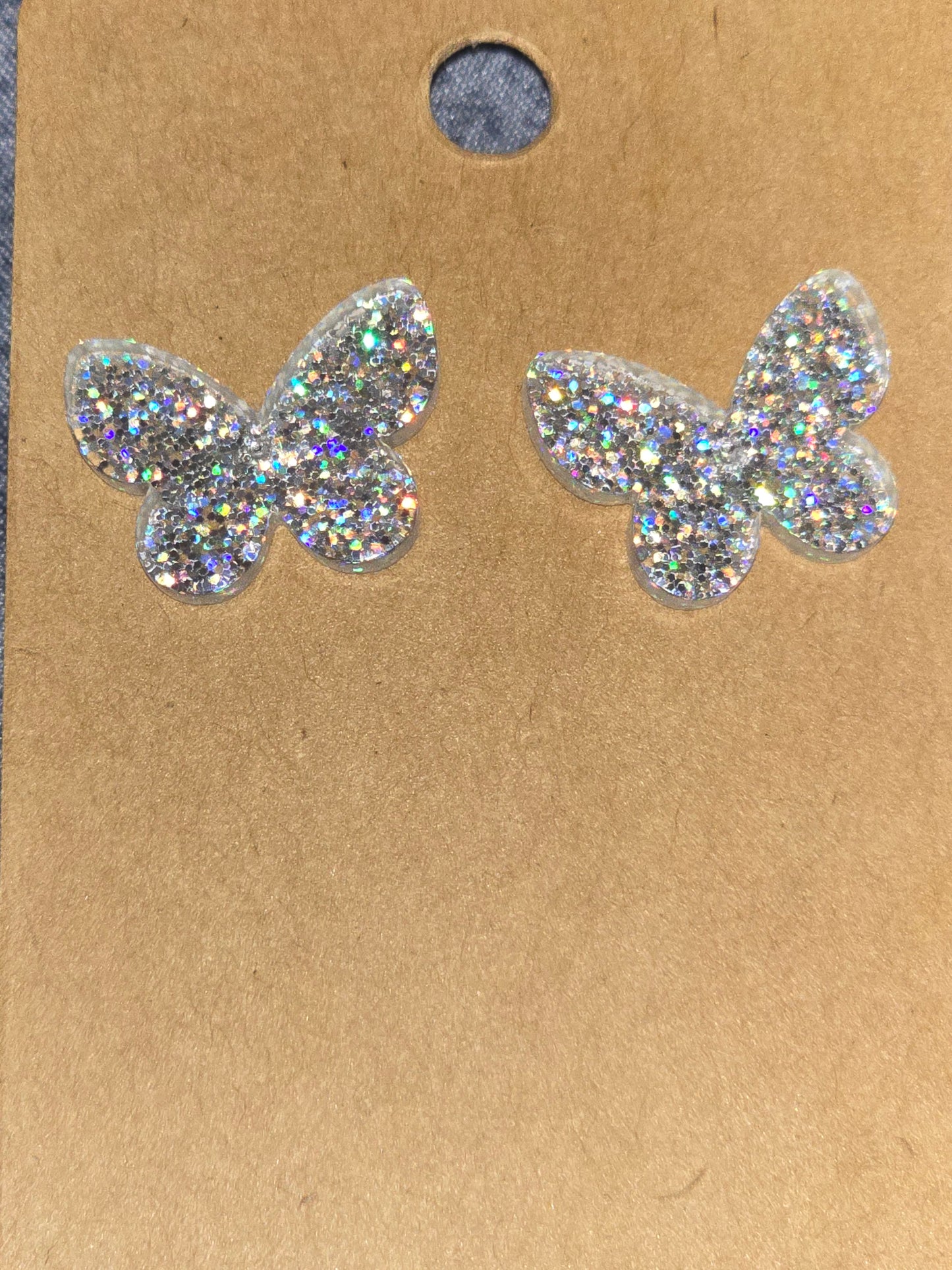 Acrylic glitter butterfly earrings
