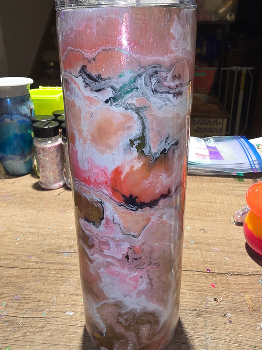 Pink marble slick 30 oz tumbler