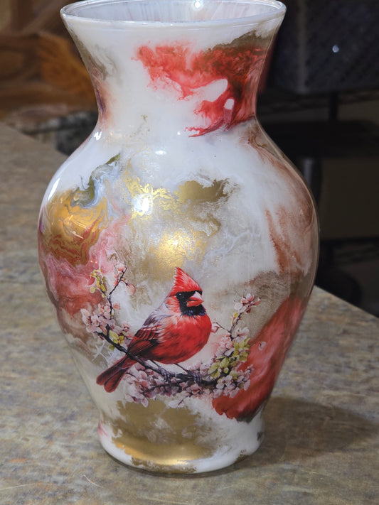 Cardinal glass vase