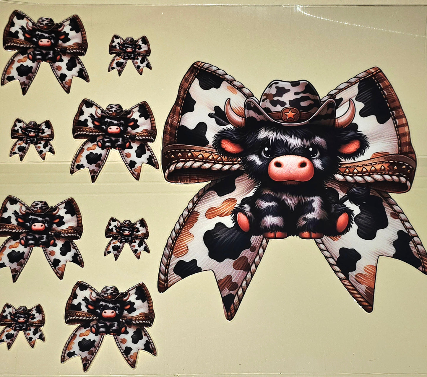 Fluffy cow big bow element uvdtf sheet