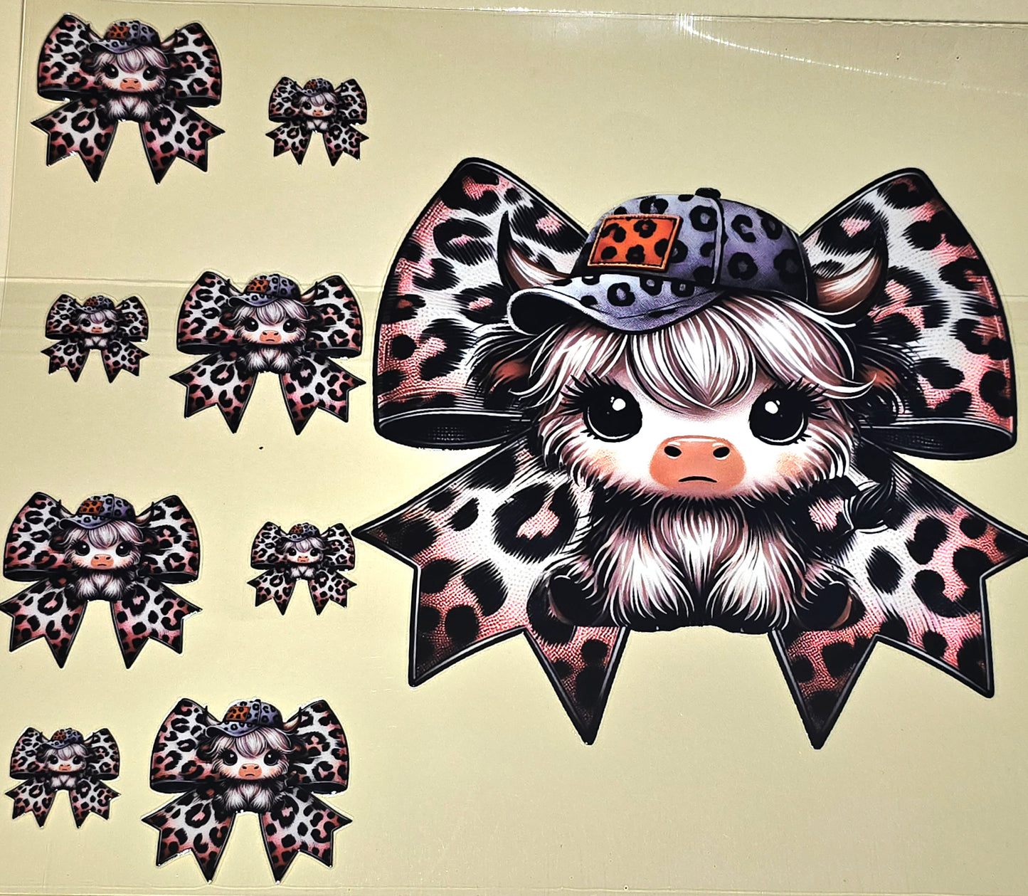 Fluffy cow big bow element uvdtf sheet
