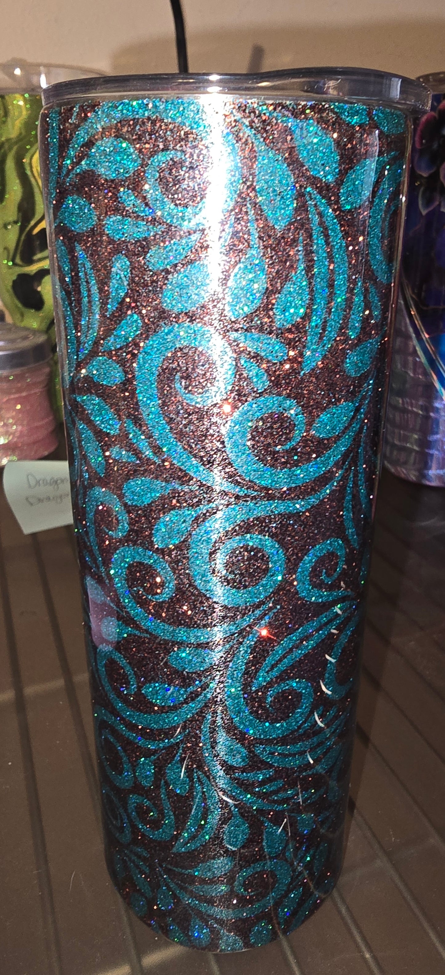 20 oz glittered tumbler