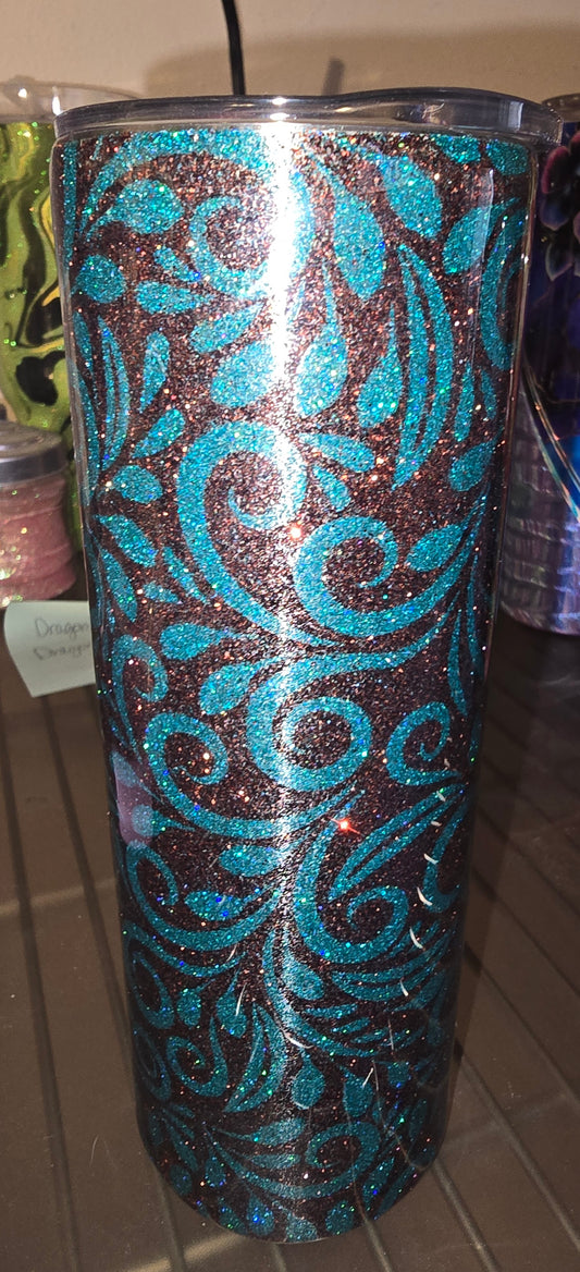 20 oz glittered tumbler