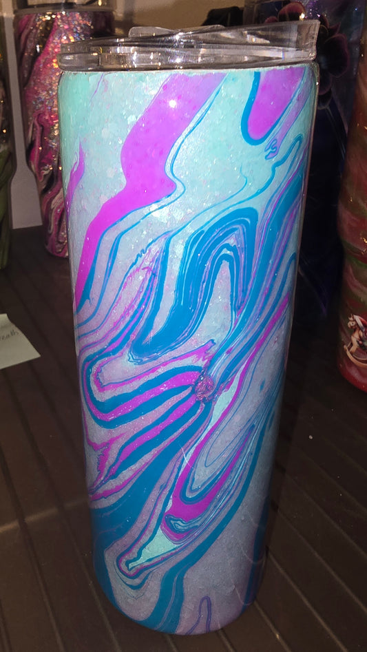 20 oz glittered hydro dip tumbler