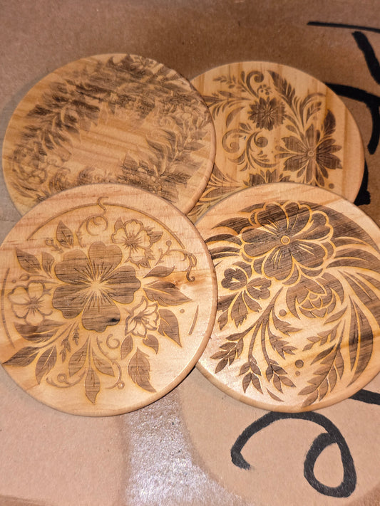 Set of 4 flowers coasters