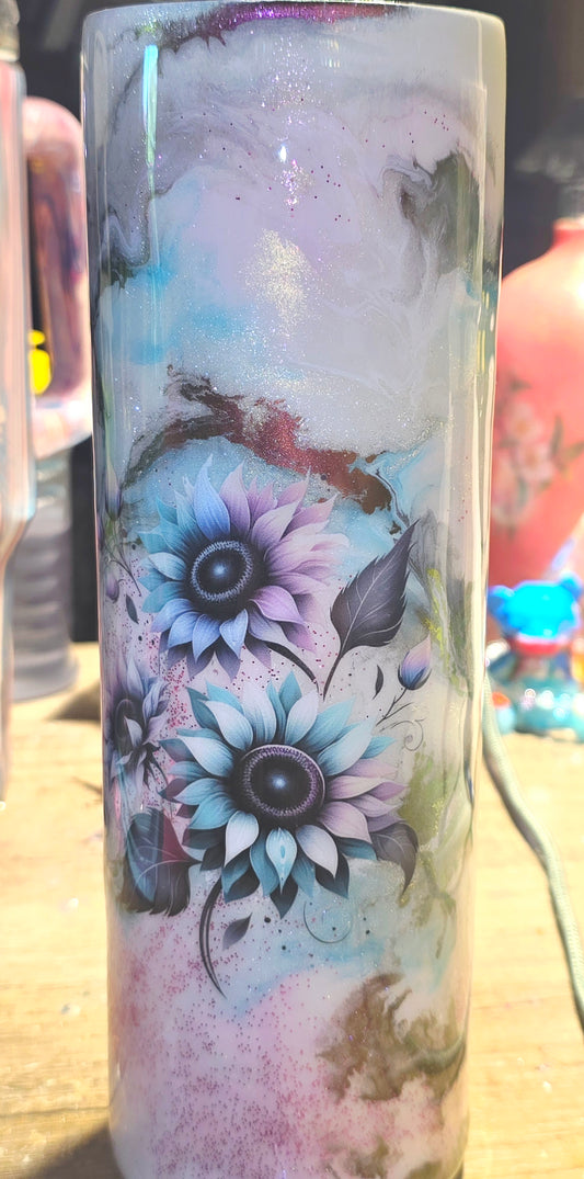 30 oz skinny tumbler with sunflowers