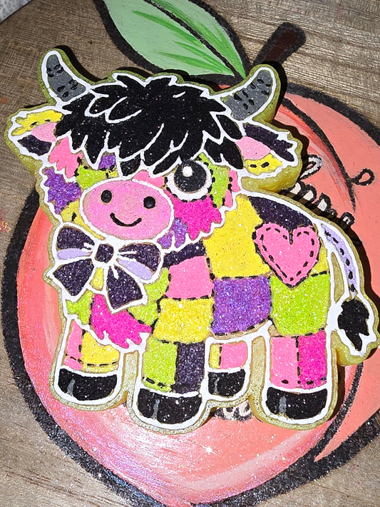 Quilted patchwork cow freshie