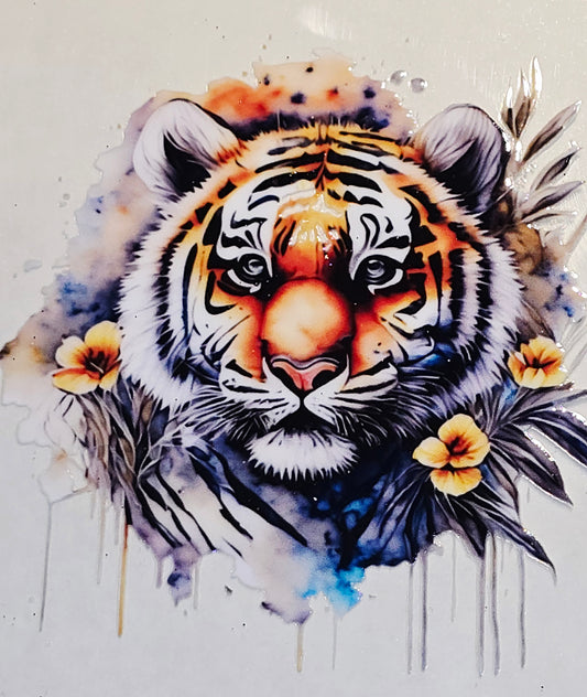 XL17 floral tiger uvdtf decal