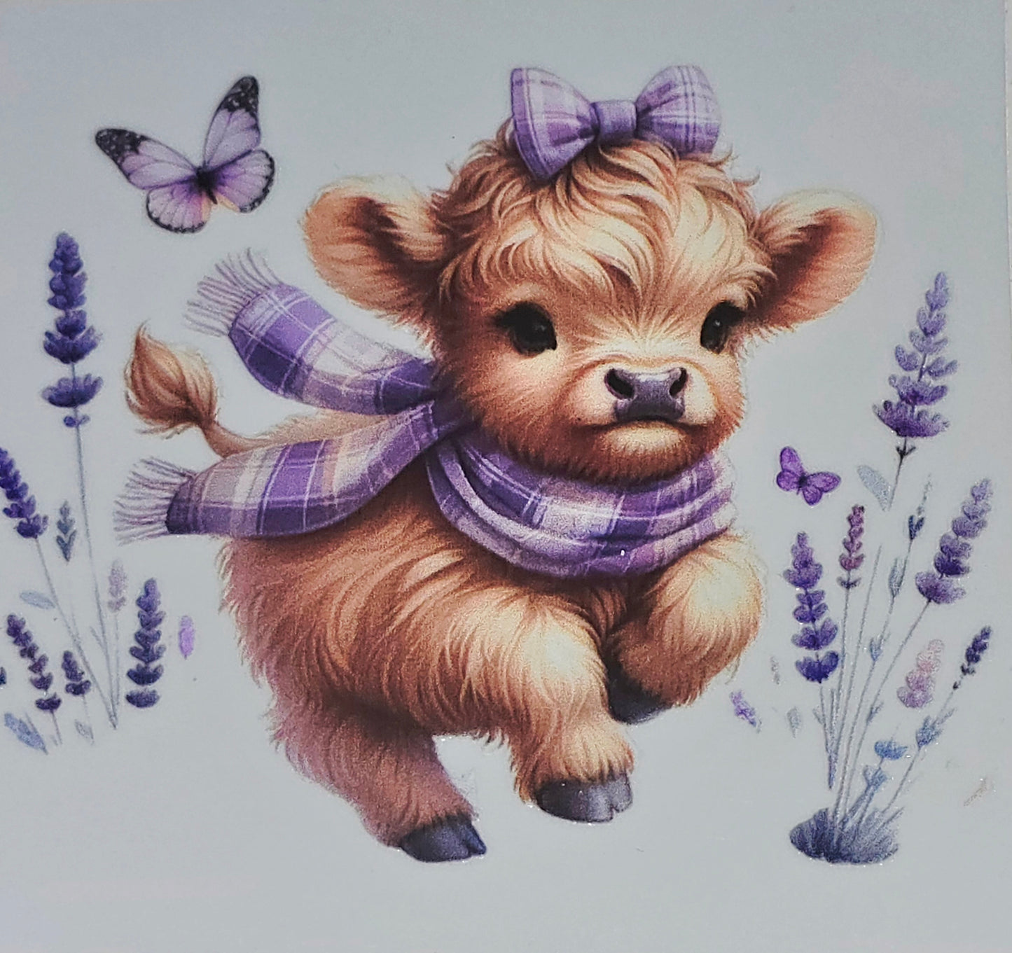 M23 Sunflower fluffy cow medium clear UV DTF decal