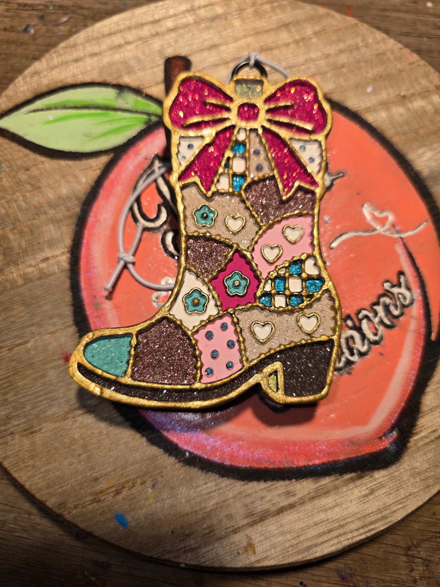 Patchwork cowboy boot freshie mold