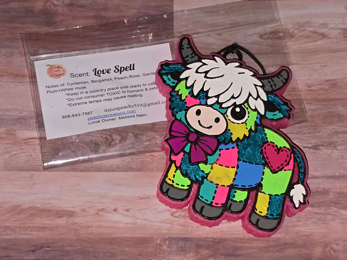 Neon patchwork cow freshie