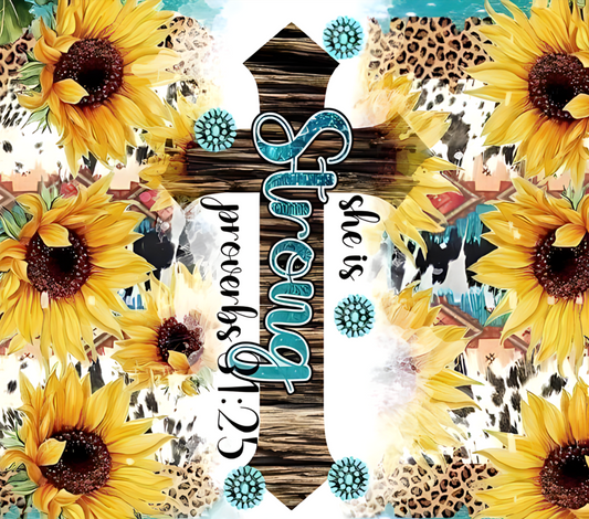 (Sunflower, Cross) She is Strong