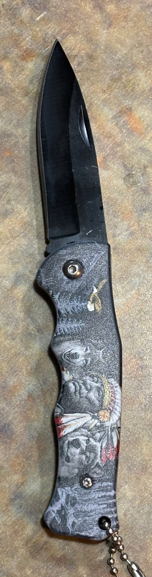 6in Indian Spirt Wolf Locking Blade.