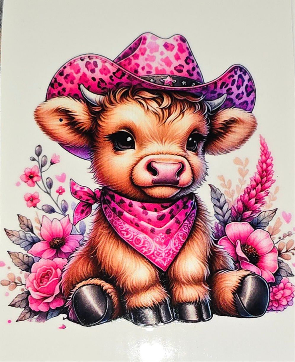 Fluffy cow large clear UVDTF