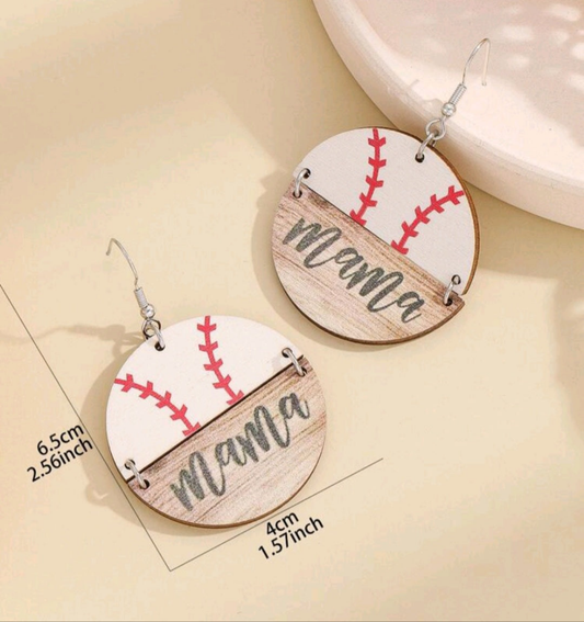 "Baseball mama" earrings