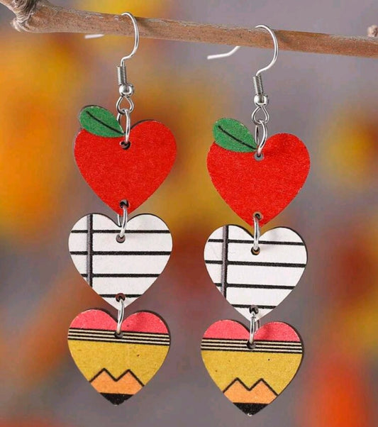 We "heart" teachers drop earrings