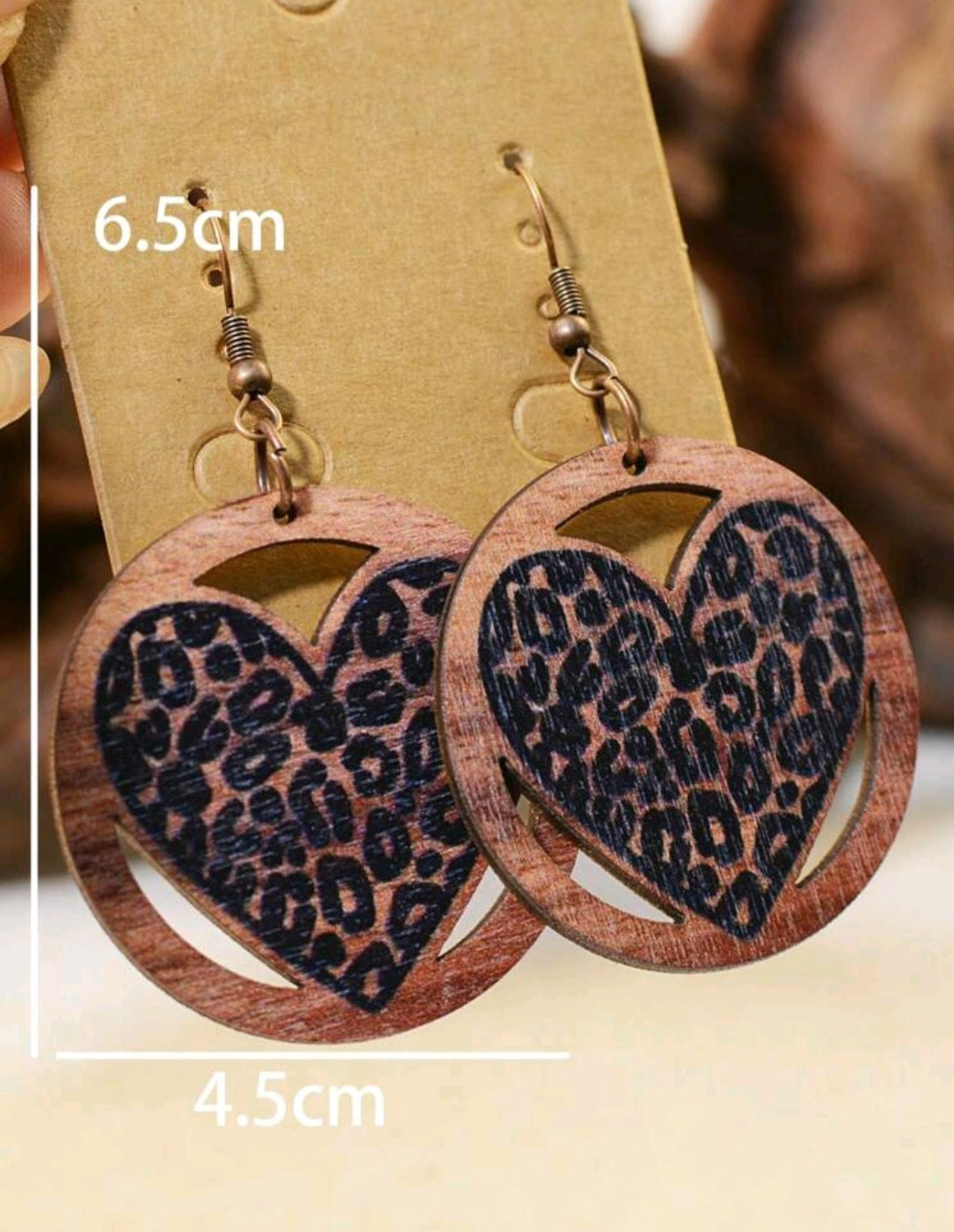 Leopard heart earrings