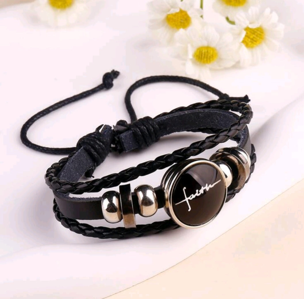 Faith Faux Leather Braided Bracelet