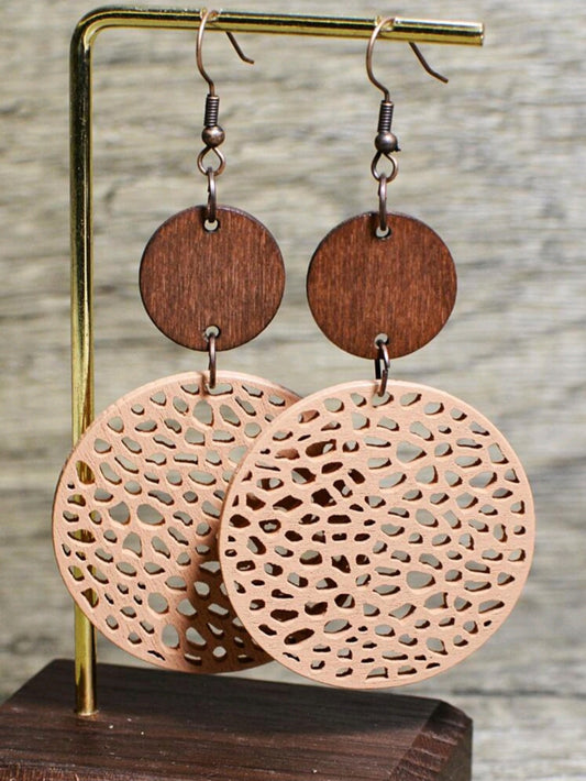 Wooden Boho  Cutout Earrings