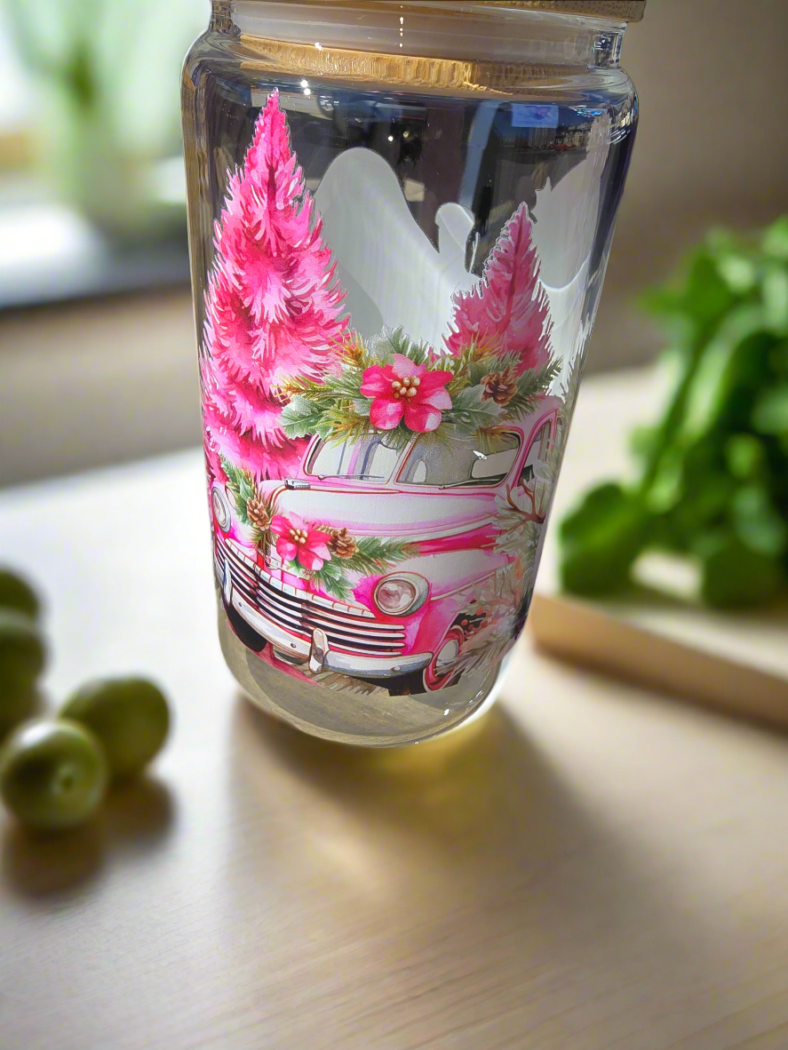 Christmas design glass tumbler