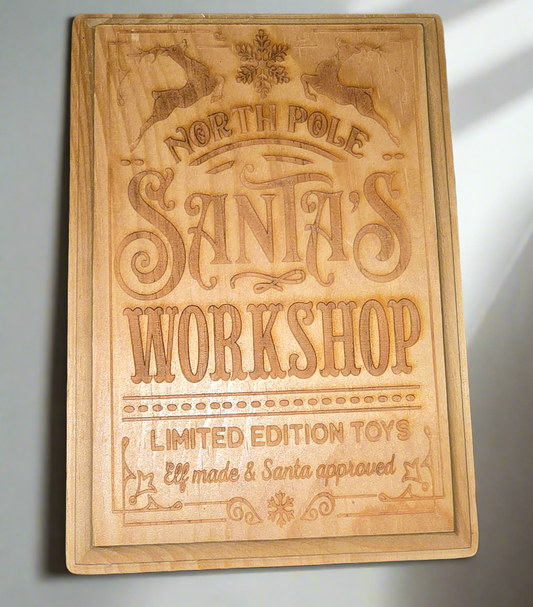 Santa's Workshop engraved sign