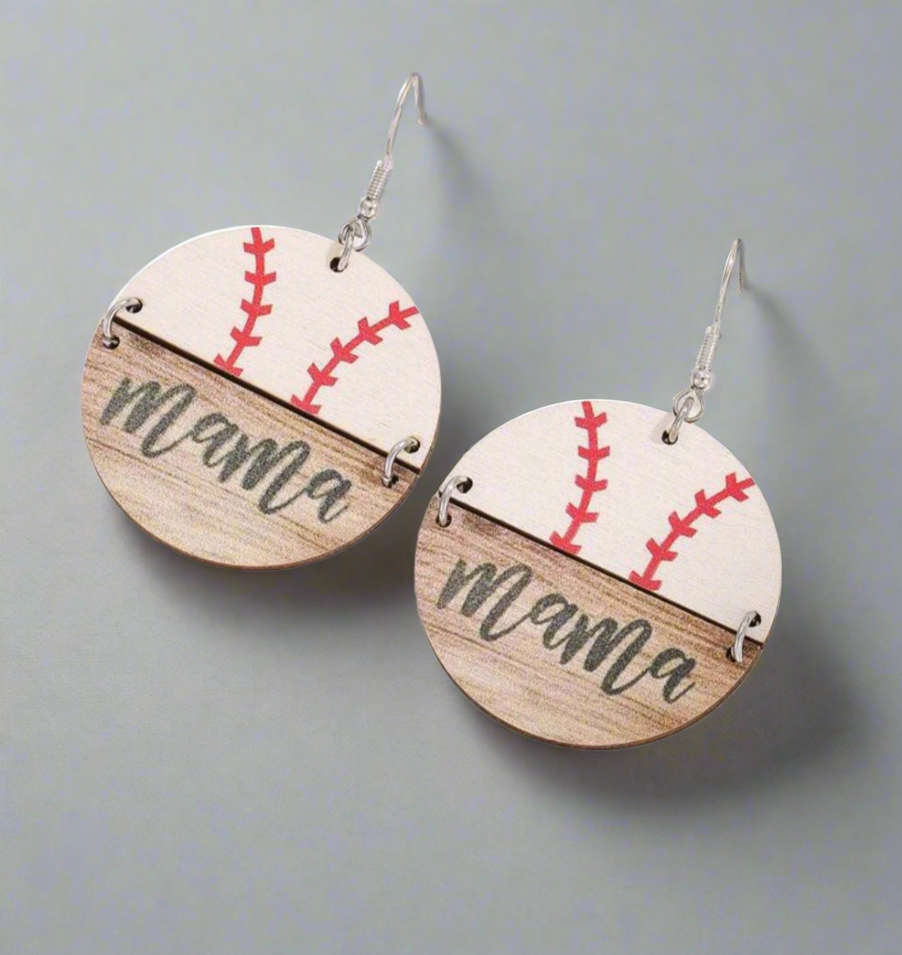 "Baseball mama" earrings