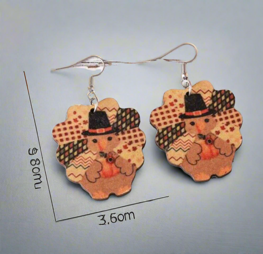 Adorable turkey earrings